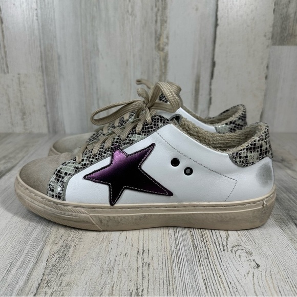 L’idea by Lori Purple Metallic Star Distressed Sneakers #23 - Picture 1 of 9